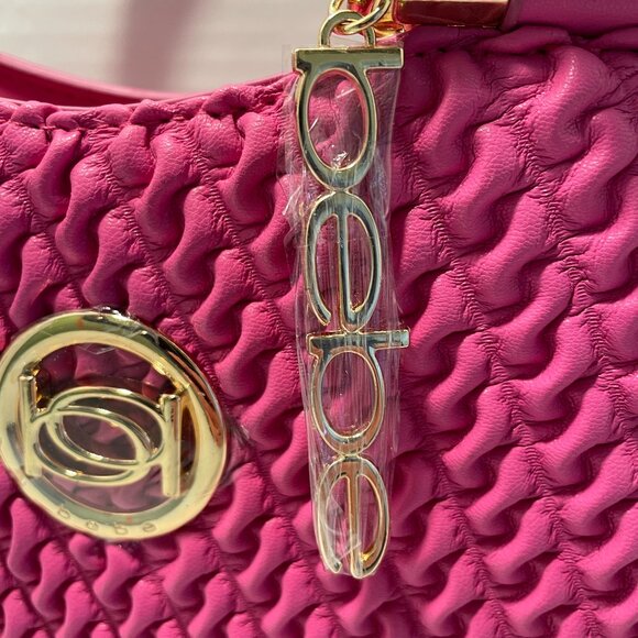 bebe Erika Mini Shopper Fuchsia Pink Satchel Top Handle Gold Bag NWT - Picture 3 of 13
